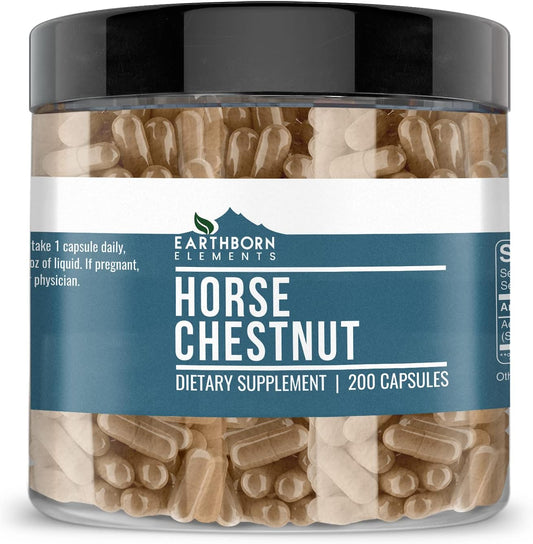 200 Pure & Undiluted Horse Chestnut Capsules by Earthborn Elements - No Additives