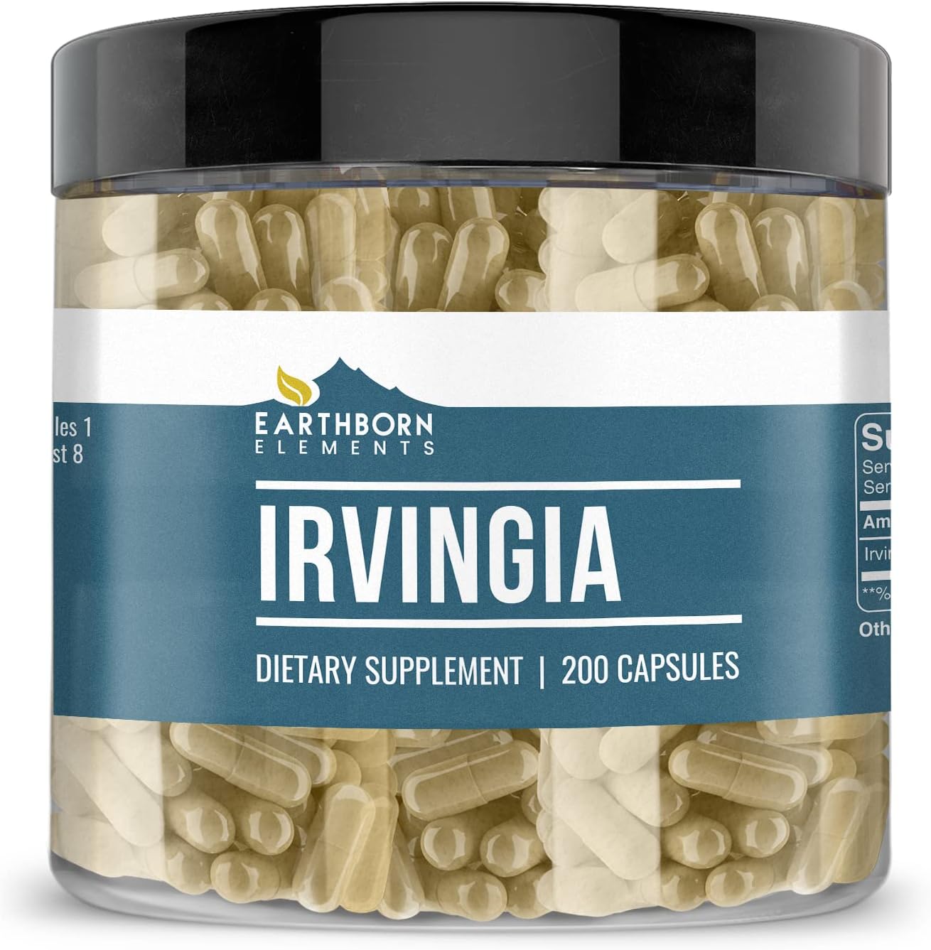 200 Pure & Undiluted Irvingia Capsules by Earthborn Elements - Additive-Free Formula
