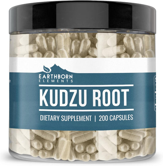 200 Pure & Undiluted Kudzu Root Capsules by Earthborn Elements - Additive-Free