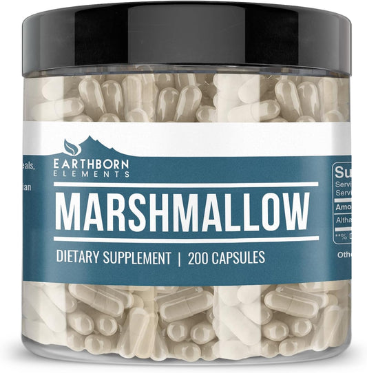 200 Pure & Undiluted Marshmallow Root Capsules by Earthborn Elements - Additive-Free