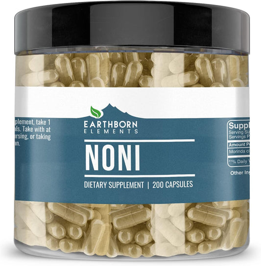 200 Pure & Undiluted Noni Capsules by Earthborn Elements - Additive-Free