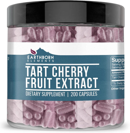 200 Pure & Undiluted Tart Cherry Extract Capsules by Earthborn Elements, No Additives Included