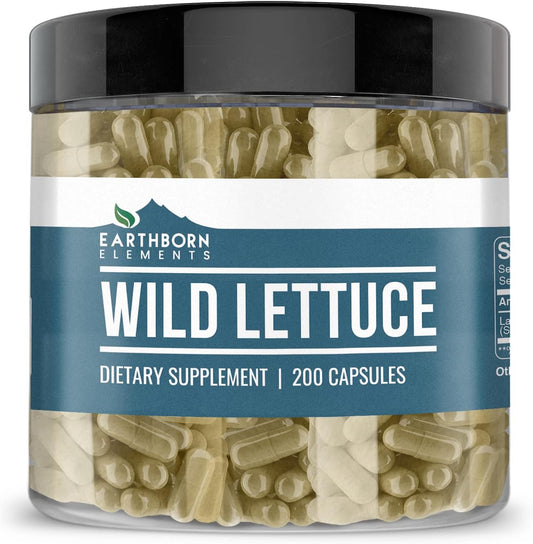 200 Pure & Undiluted Wild Lettuce Capsules by Earthborn Elements - Additive-Free