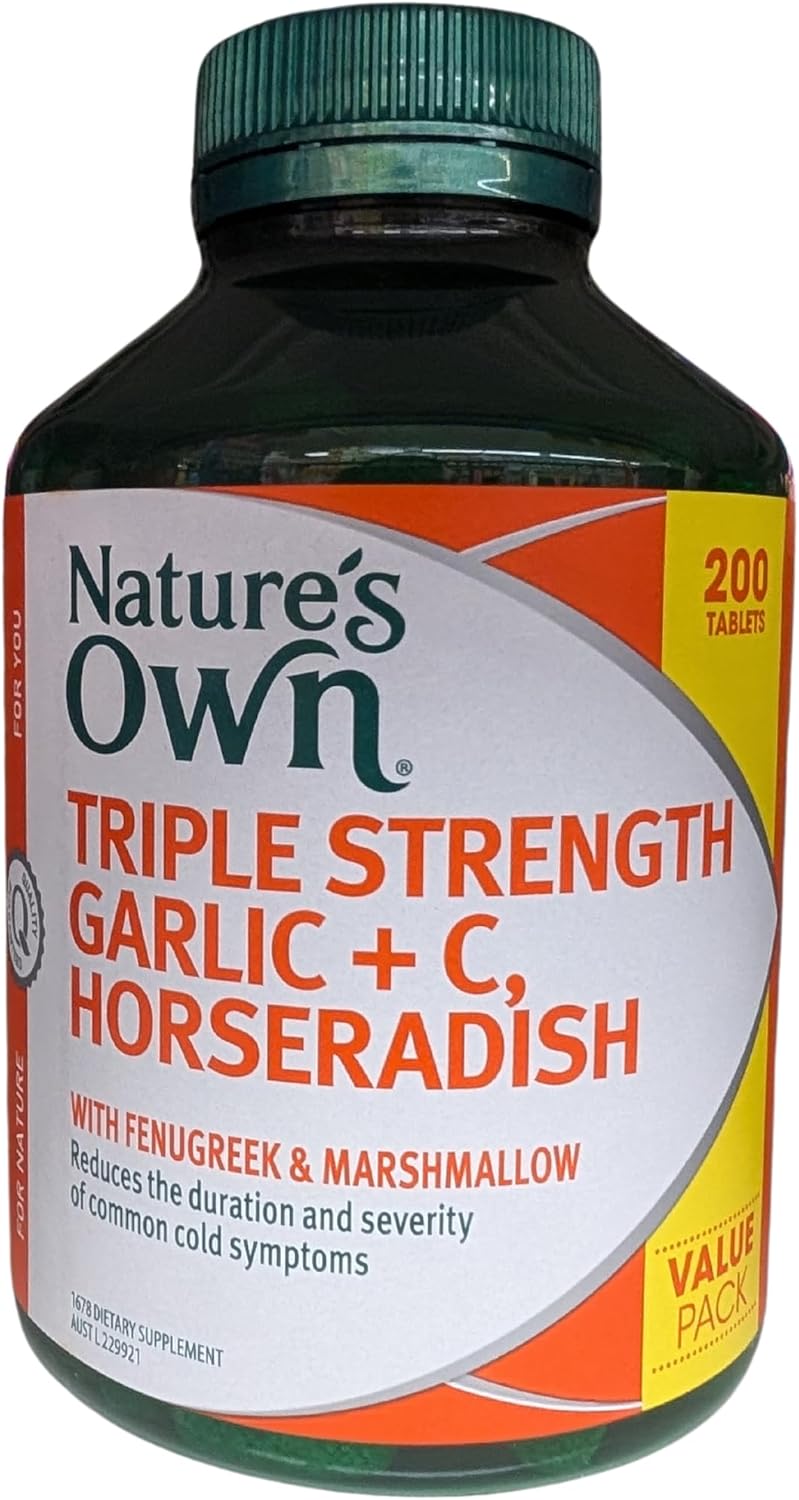 200 Tablets Nature's Own Triple Strength Garlic, Vitamin C, and Horseradish - Exclusive Size
