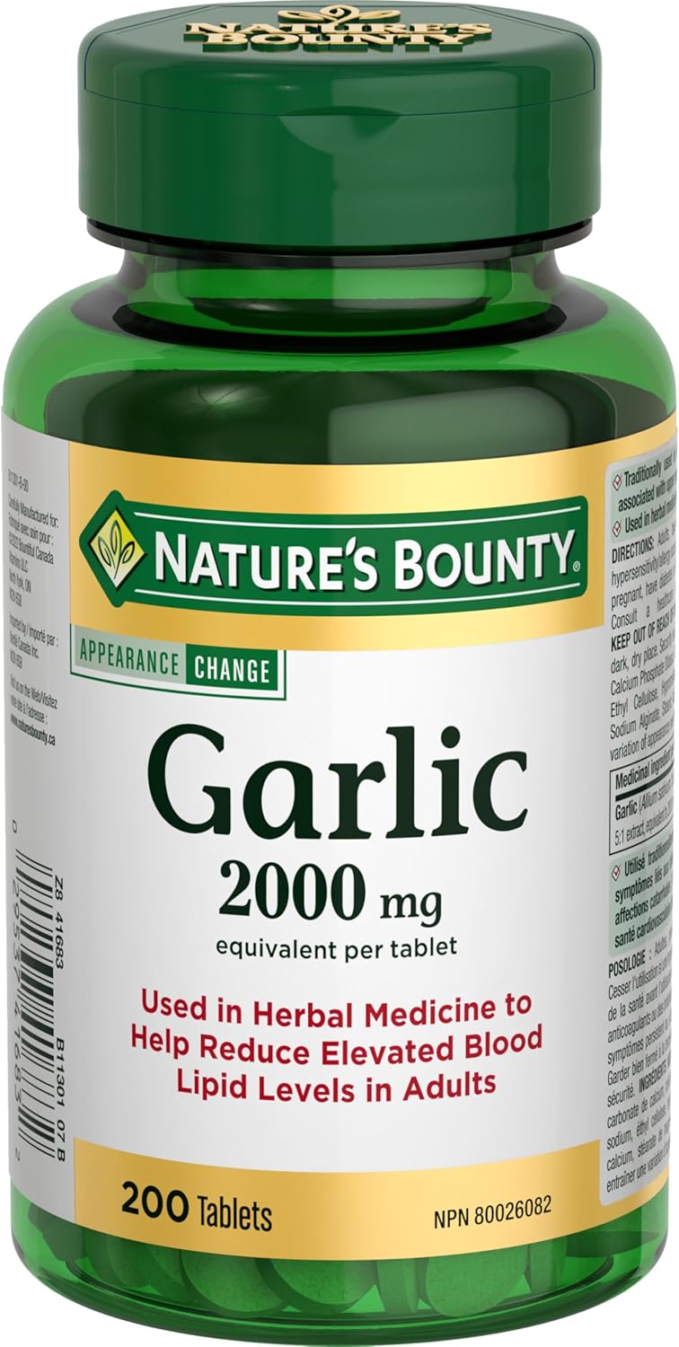 200 Tablets of Nature's Bounty Garlic - 2000mg Strength - Immune Support Supplement