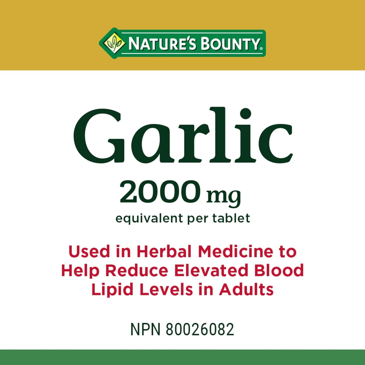 200 Tablets of Nature's Bounty Garlic - 2000mg Strength - Immune Support Supplement
