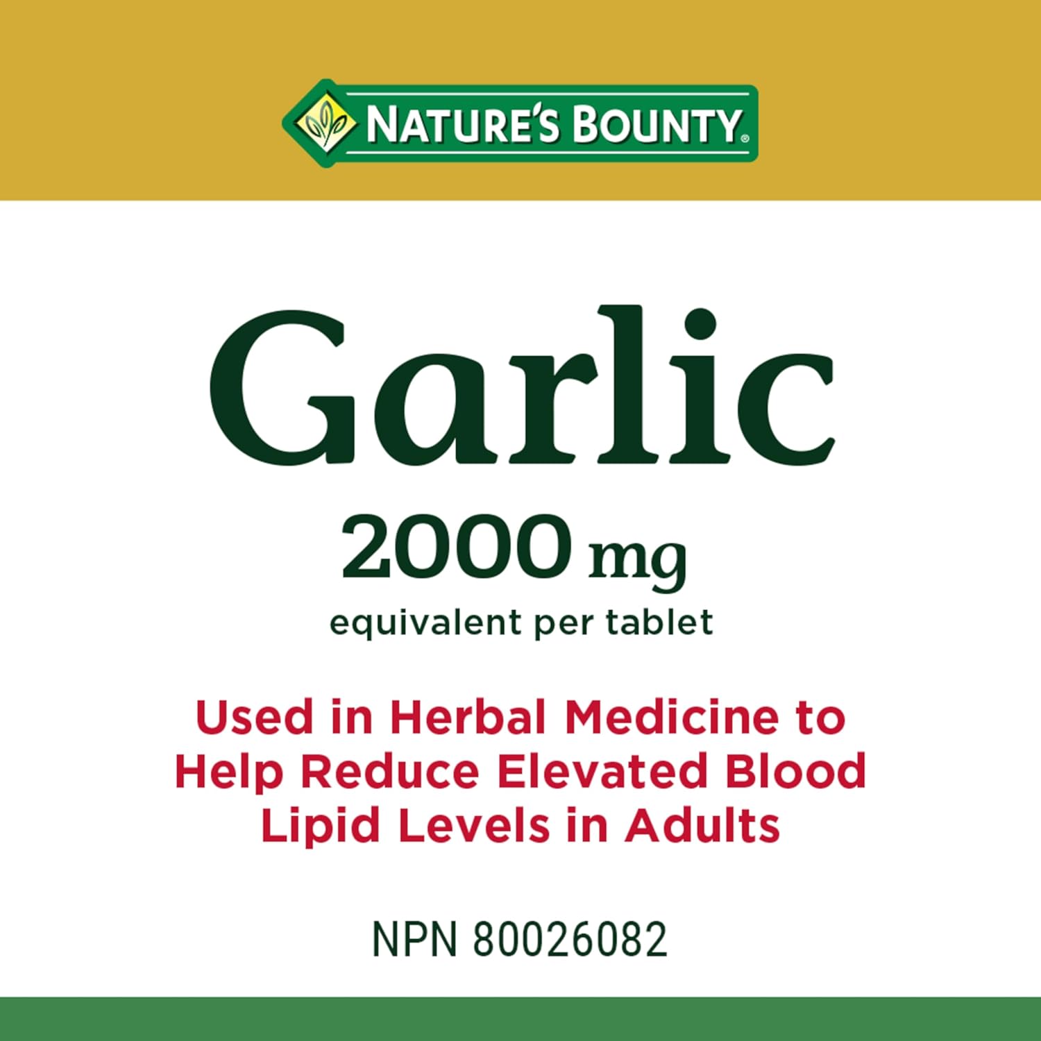 200 Tablets of Nature's Bounty Garlic - 2000mg Strength - Immune Support Supplement
