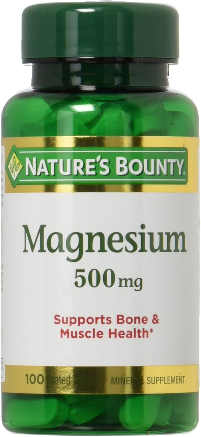 200 Tablets of Nature's Bounty High Potency Magnesium 500mg - 2 Bottles of 100 Count