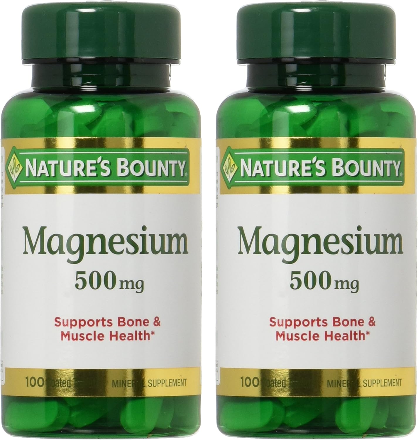 200 Tablets of Nature's Bounty High Potency Magnesium 500mg - 2 Bottles of 100 Count