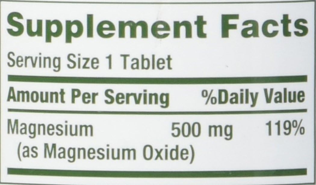 200 Tablets of Nature's Bounty High Potency Magnesium 500mg - 2 Bottles of 100 Count