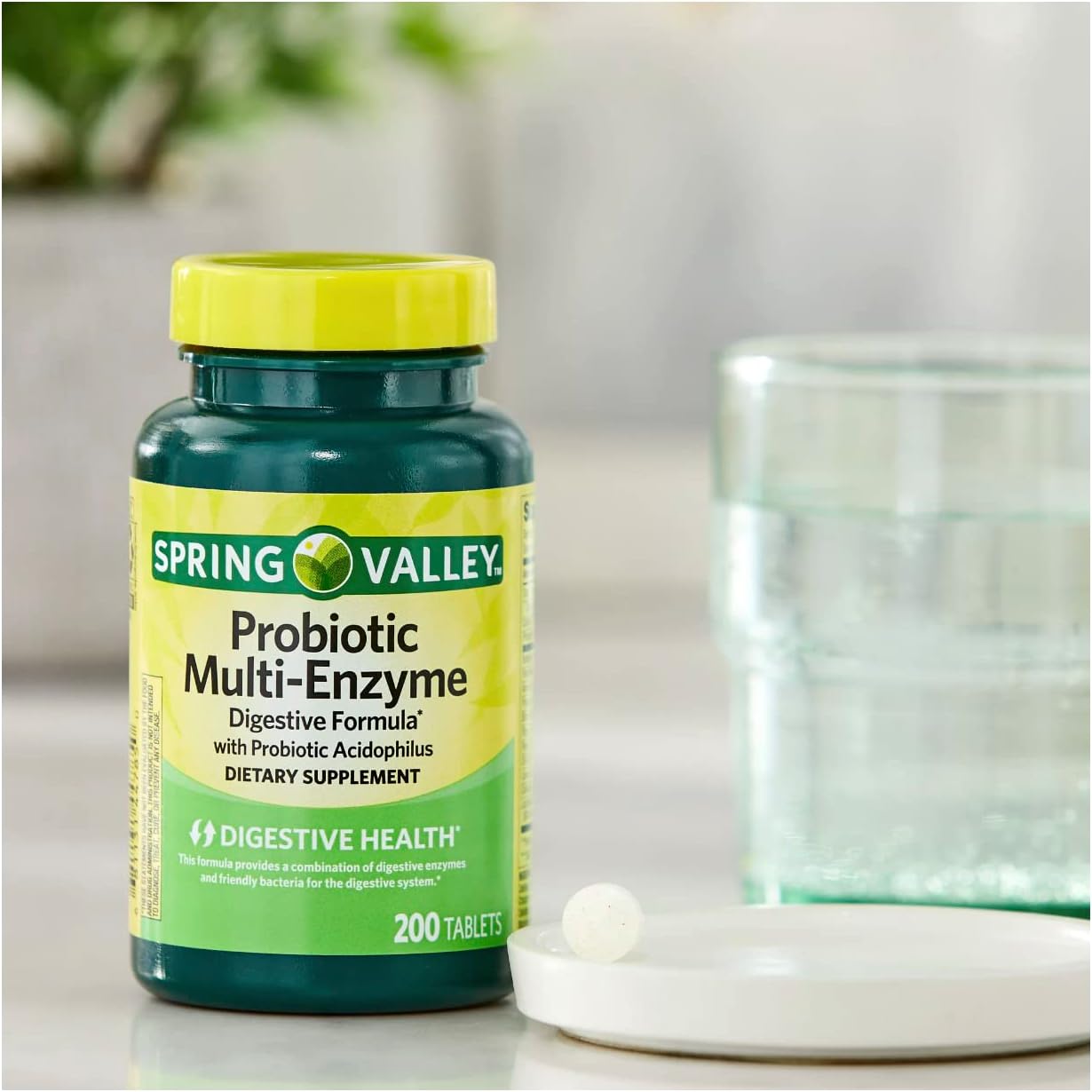 200 Tablets of Spring Valley Multi-Enzyme Probiotic Supplement for Digestive Health