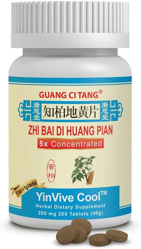 200 Tablets of Zhi Bai Di Huang Pian - YinVive Cool Supplement with 200 mg Strength