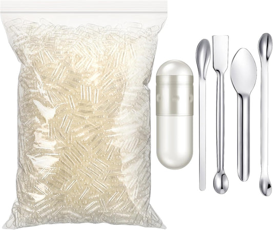 2000 Count Clear Empty Capsules with Lab Spoon Filling Kit - DIY Vegetable Capsule Filling for Supplements