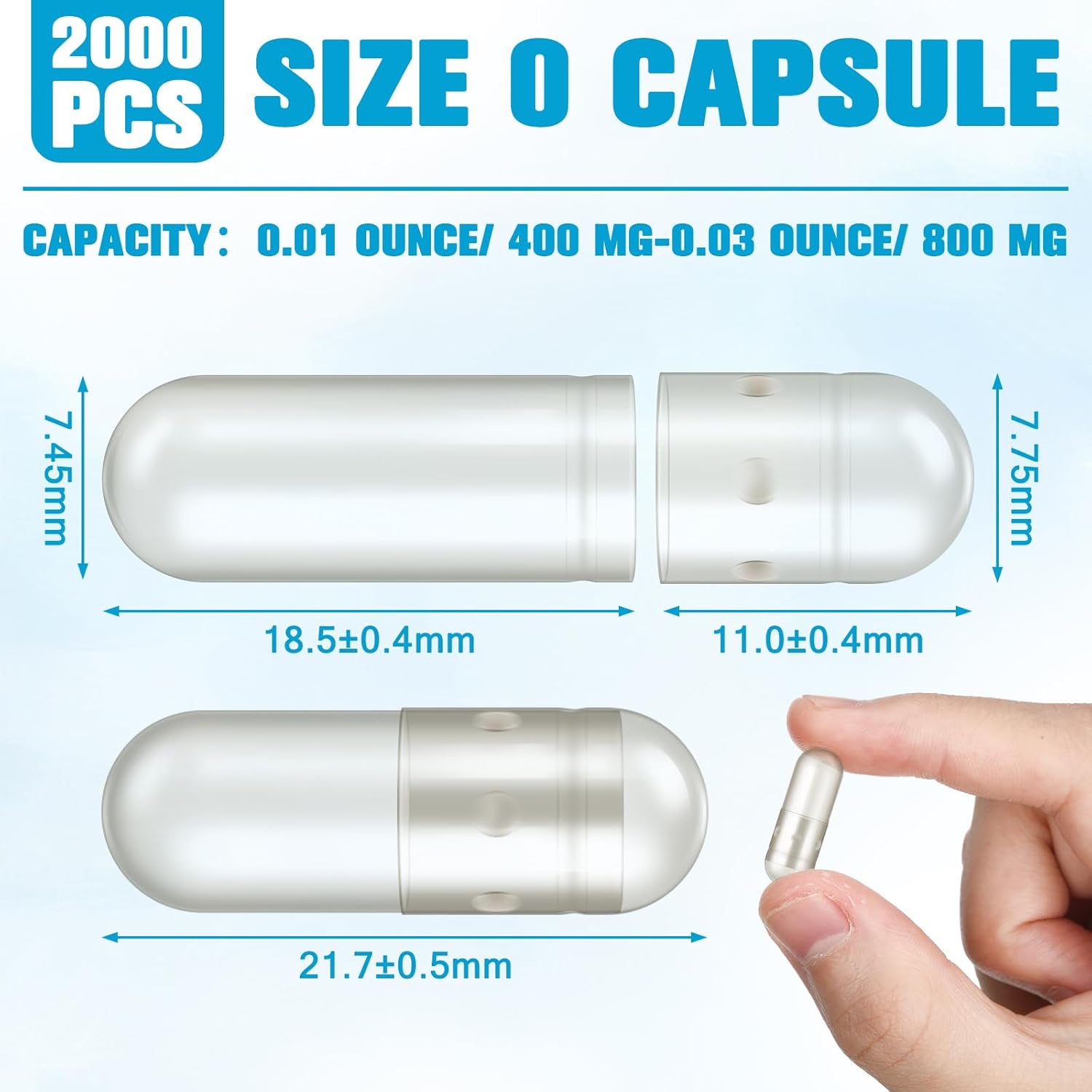 2000 Count Clear Empty Capsules with Lab Spoon Filling Kit - DIY Vegetable Capsule Filling for Supplements