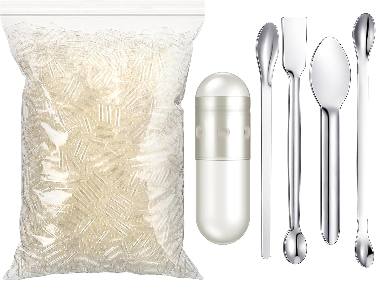 2000 Count Empty Capsules with Filling Kit - DIY Clear Vegetable Capsule Container for Custom Supplements