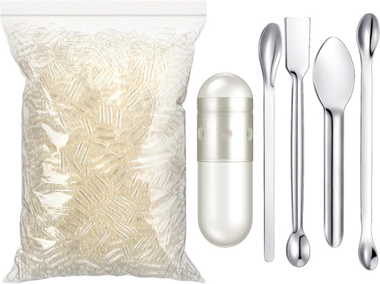 2000 Count Empty Capsules with Filling Kit - DIY Clear Vegetable Capsule Container for Custom Supplements