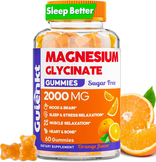 2000 mg Sugar-Free Magnesium Glycinate Gummies for Adults - Orange Flavor, 60 Count