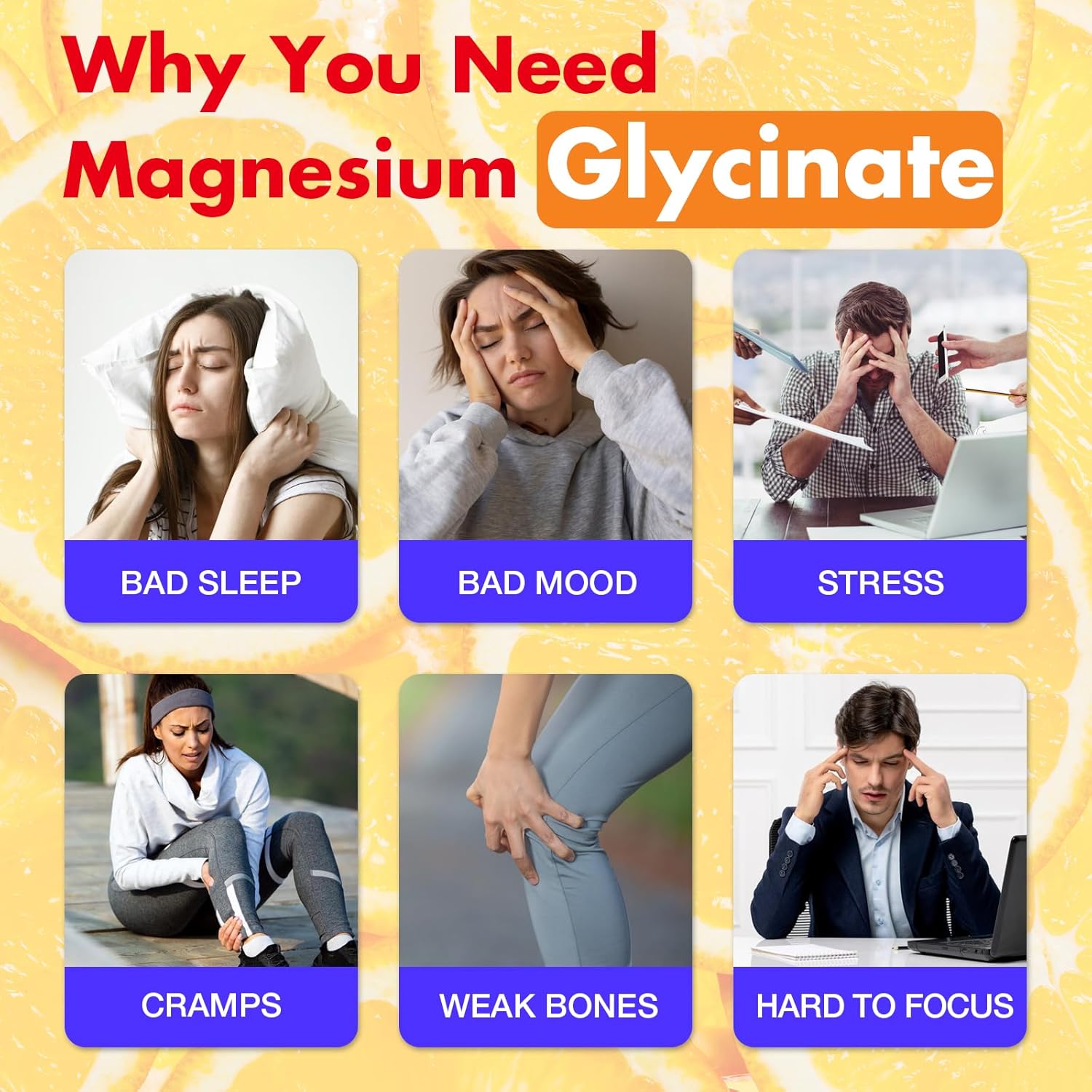 2000 mg Sugar-Free Magnesium Glycinate Gummies for Adults - Orange Flavor, 60 Count