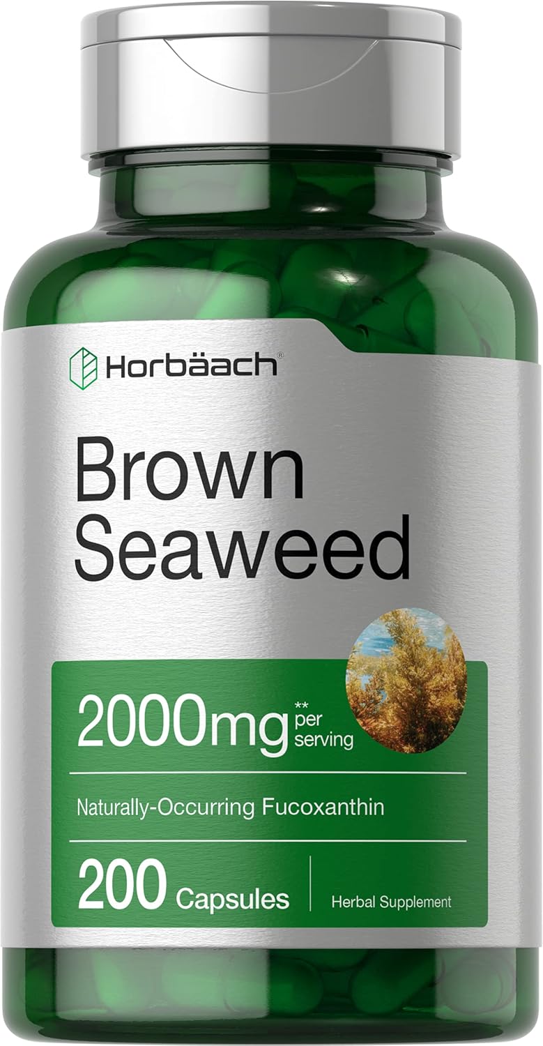 2000mg Brown Seaweed Extract Capsules - 200 Pills | Fucoxanthin Supplement | Non-GMO, Gluten Free