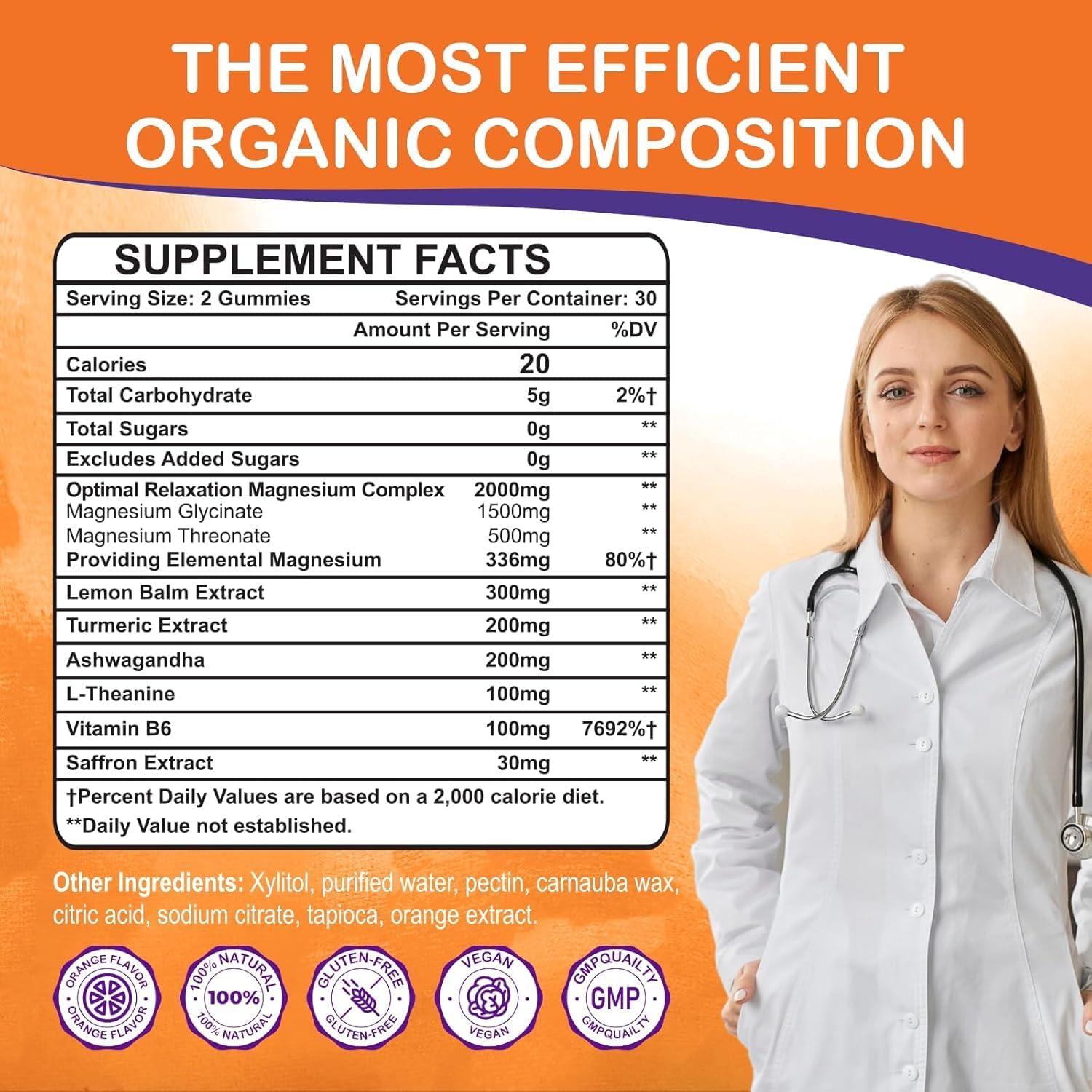 2000mg Magnesium Glycinate Gummies with Ashwagandha & B6 for Adults - 60 Vegan Gummies for Muscle, Bone, Relaxation & Energy