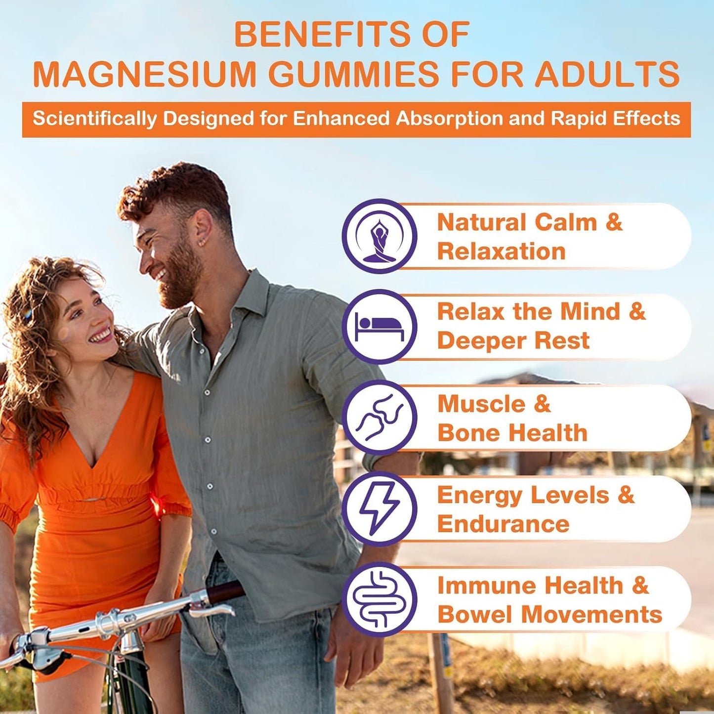 2000mg Magnesium Glycinate Gummies with Ashwagandha & B6 for Adults - 60 Vegan Gummies for Muscle, Bone, Relaxation & Energy