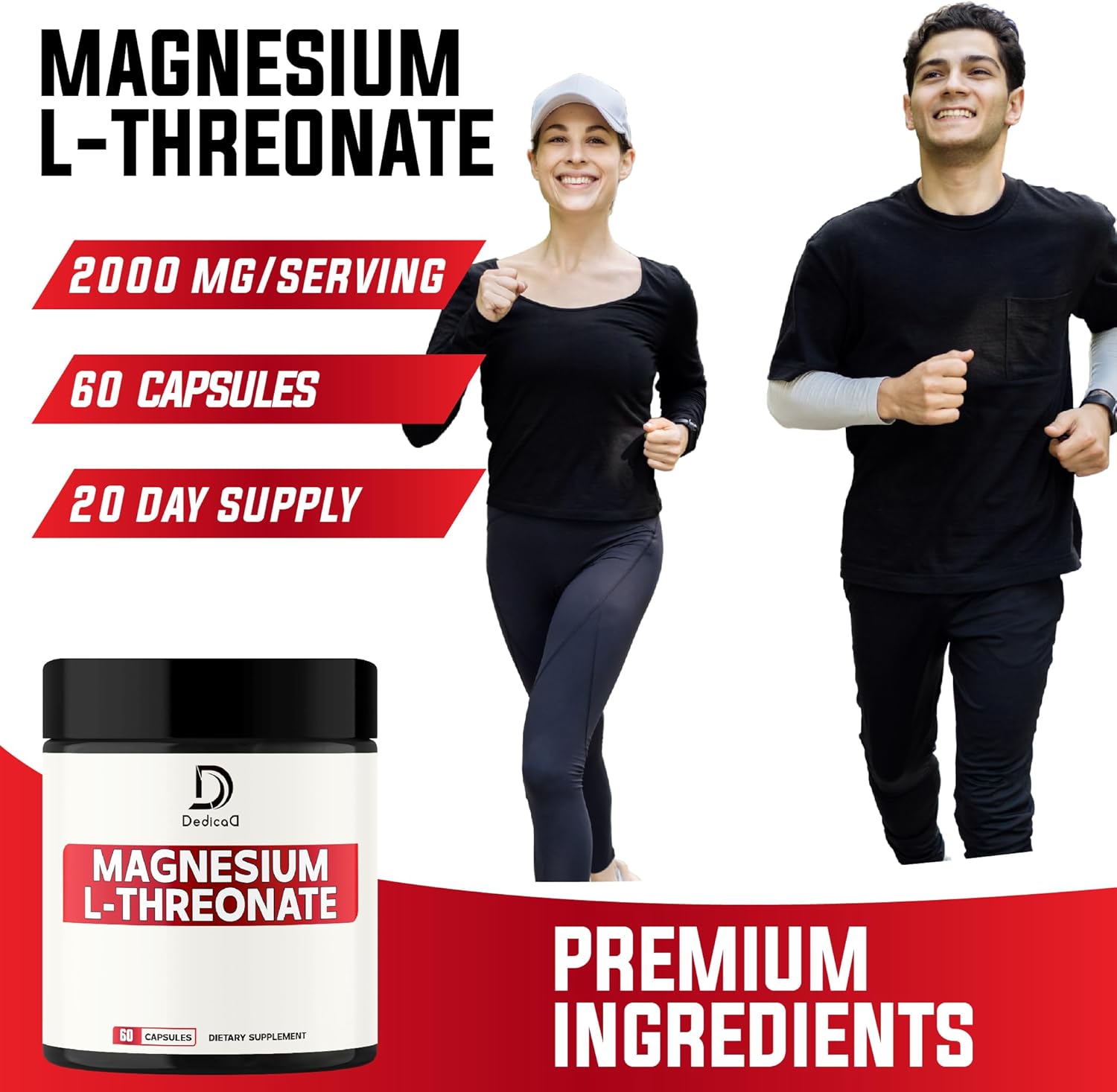 2000mg Magnesium L-Threonate Capsules - 144mg Elemental Magnesium - 60 Capsules