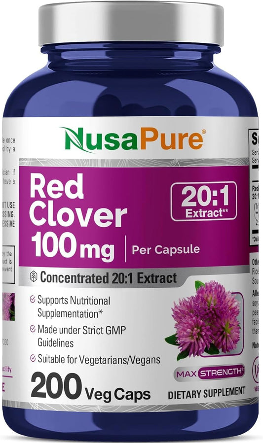 2000mg Red Clover Capsules | 200 Count Veggie Caps | Trifolium Pratense Extract Supplement