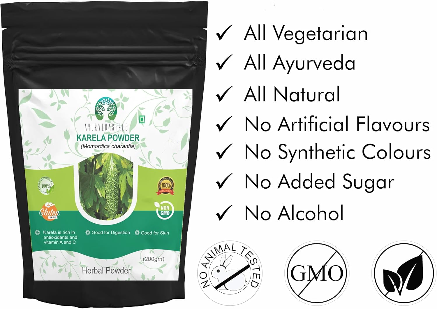 200g Ayurvedic Bitter Melon Powder - Liver & Skin Support Supplement - Momordica Charantia Fruit Powder - Digestive Health & Ayurvedic Herb