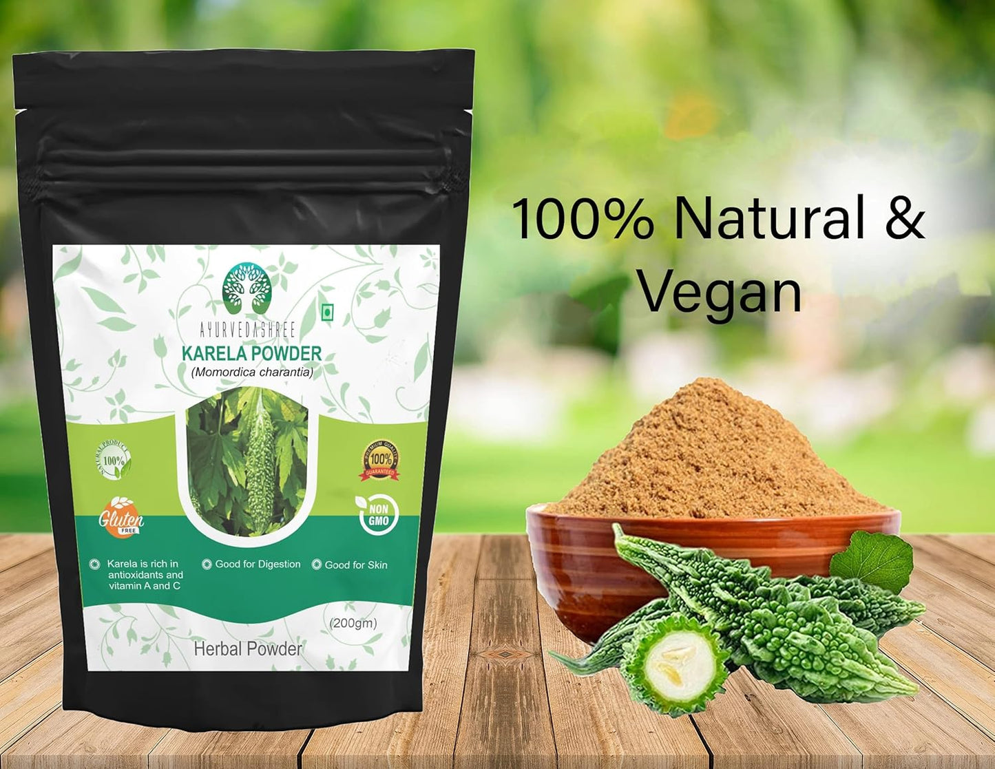 200g Ayurvedic Bitter Melon Powder - Liver & Skin Support Supplement - Momordica Charantia Fruit Powder - Digestive Health & Ayurvedic Herb