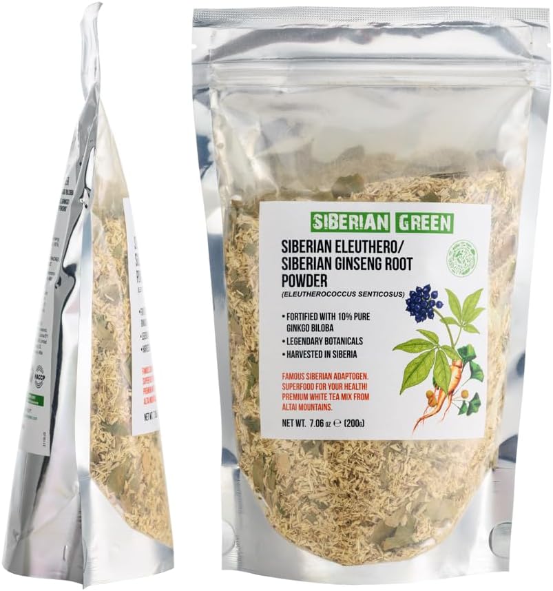 200g Siberian Green Siberian Ginseng Dried Root Powder with Ginkgo Biloba