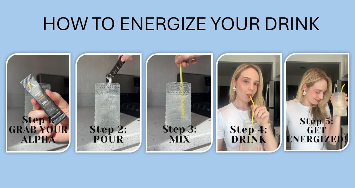 200mg Caffeine Powder Sticks for Energy Boost in 30 Minutes - Unflavored Energizer Drink Additive (15 Count) - BoostGo Australia