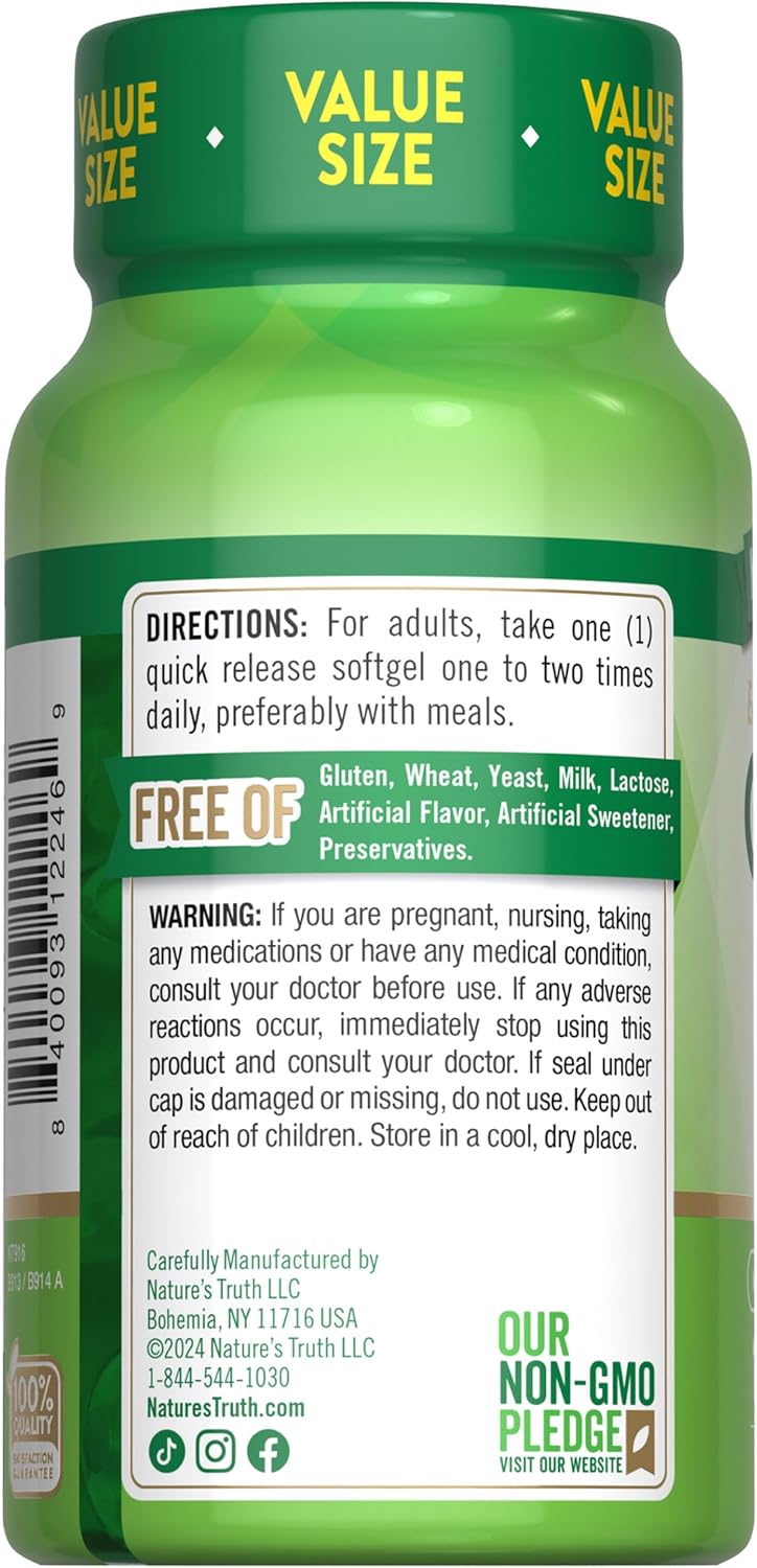 200mg CoQ10 Softgels with High Absorption, Non-GMO, Gluten Free, 120 Count with Black Pepper Extract