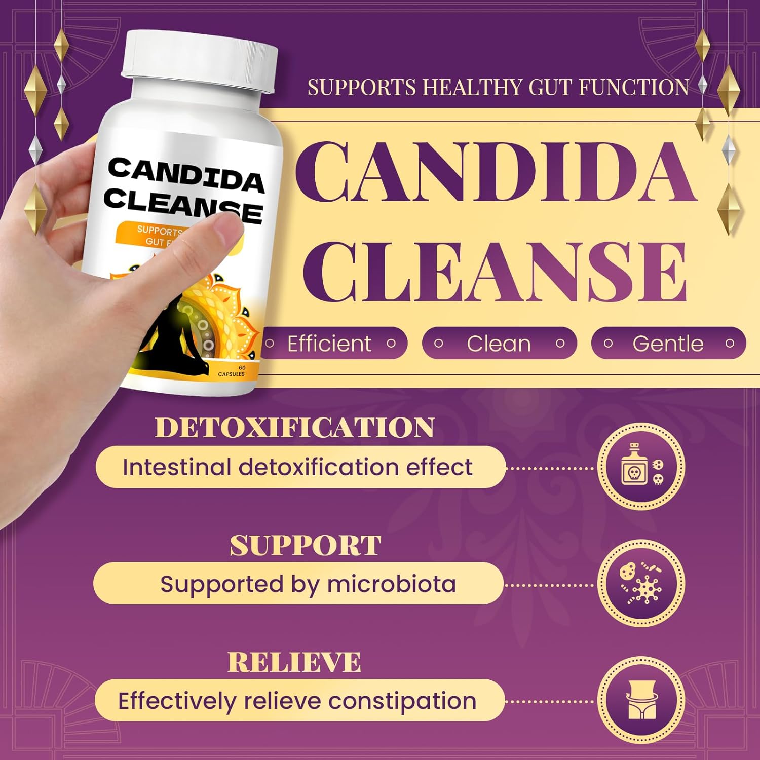 2025 Advanced Probiotic & Herbal Formula for Candida Cleanse - Gut & Colon Support with Oregano Leaf, Wormwood, Black Walnut - Anti Yeast Overgrowth Supplement 60 Capsules