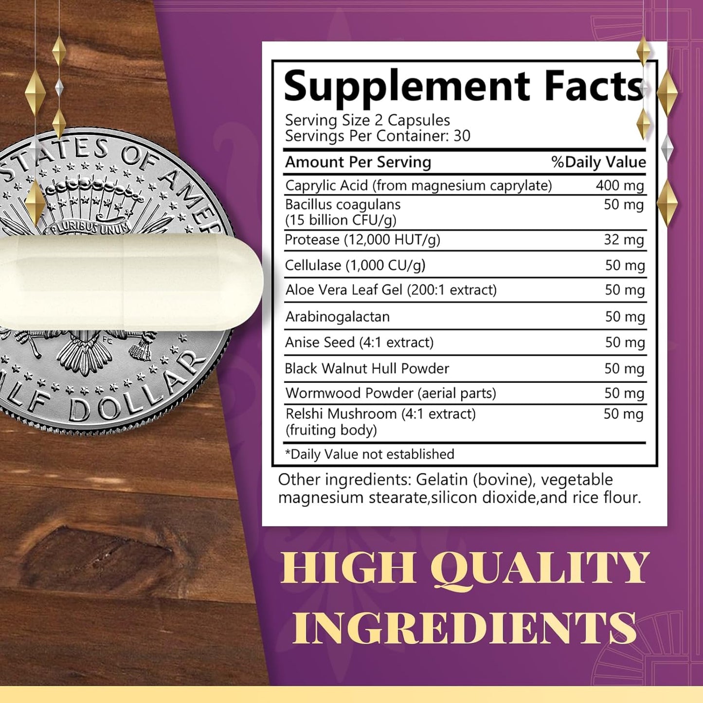 2025 Advanced Probiotic & Herbal Formula for Candida Cleanse - Gut & Colon Support with Oregano Leaf, Wormwood, Black Walnut - Anti Yeast Overgrowth Supplement 60 Capsules