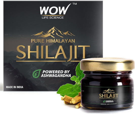 20g WOW Life Science Pure Himalayan Shilajit Resin with Ashwagandha | 75%+ Fulvic Acid | Enhance Strength, Stamina, Immunity | Lab Certified