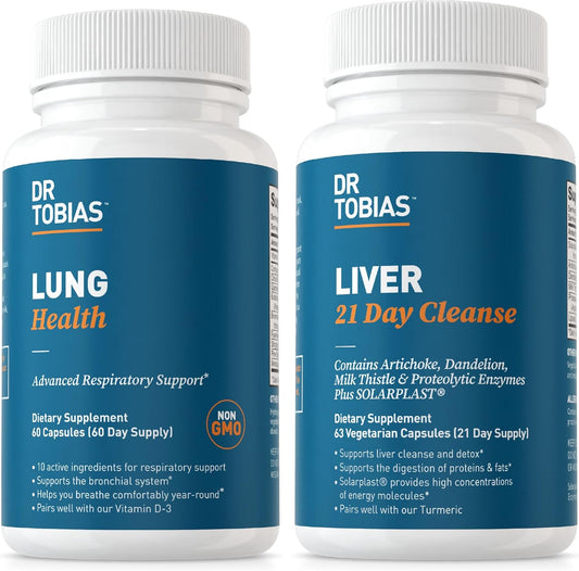 21 Day Lung and Liver Cleanse & Detox with Vitamin C, Butterbur, Quercetin, Solarplast, Artichoke, Milk Thistle by Dr. Tobias