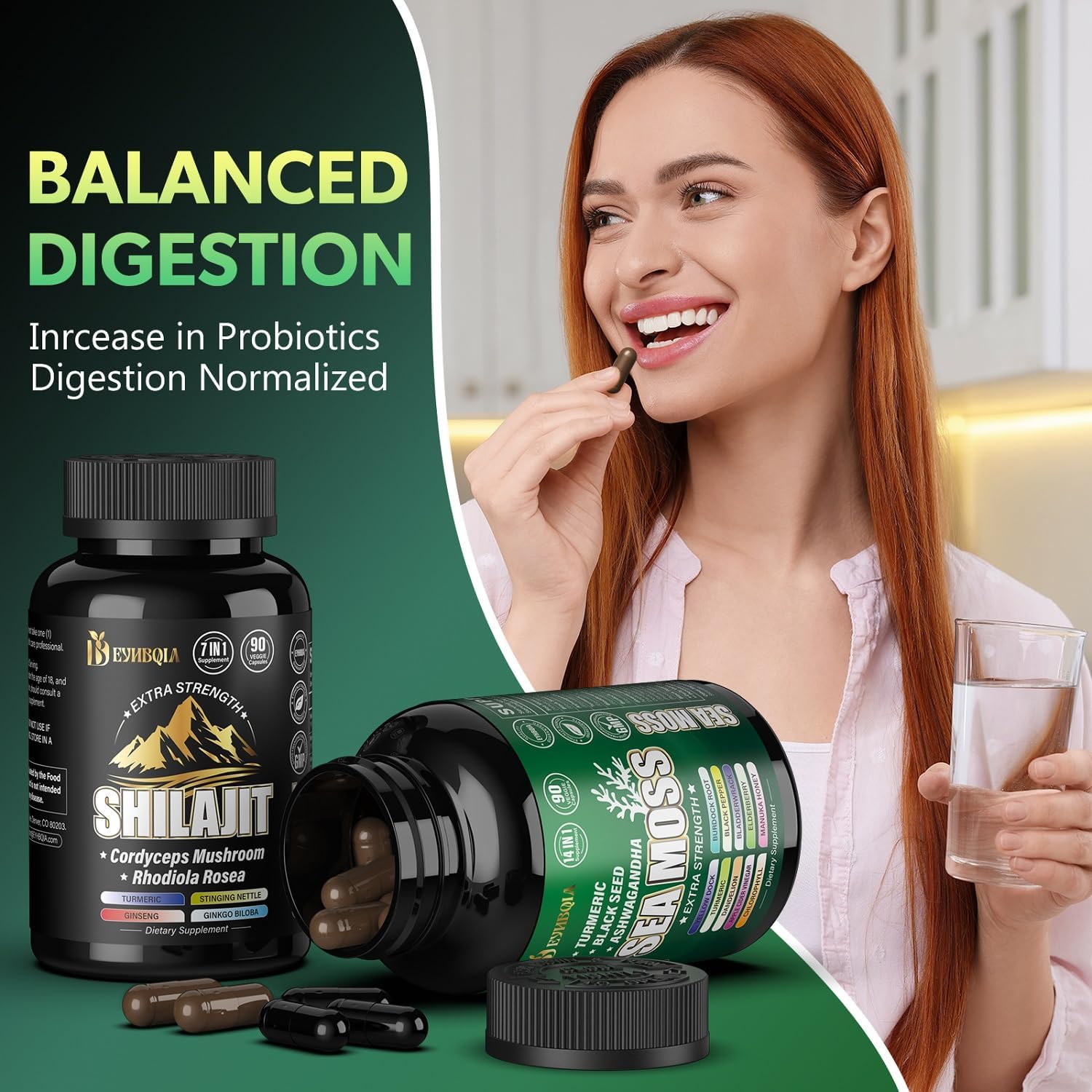 21-in-1 Sea Moss and Shilajit Bundle Capsules - 90 Vegetarian Capsules - Black Seed Oil, Ashwagandha, Turmeric, Rhodiola Rosea, Burdock, Bladderwrack - 2 Pack