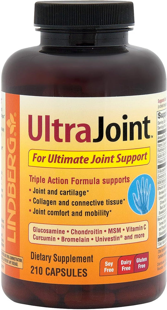 210 Capsules Lindberg Ultra Joint Support Supplement | Triple Action Formula | Non-GMO, Gluten Free
