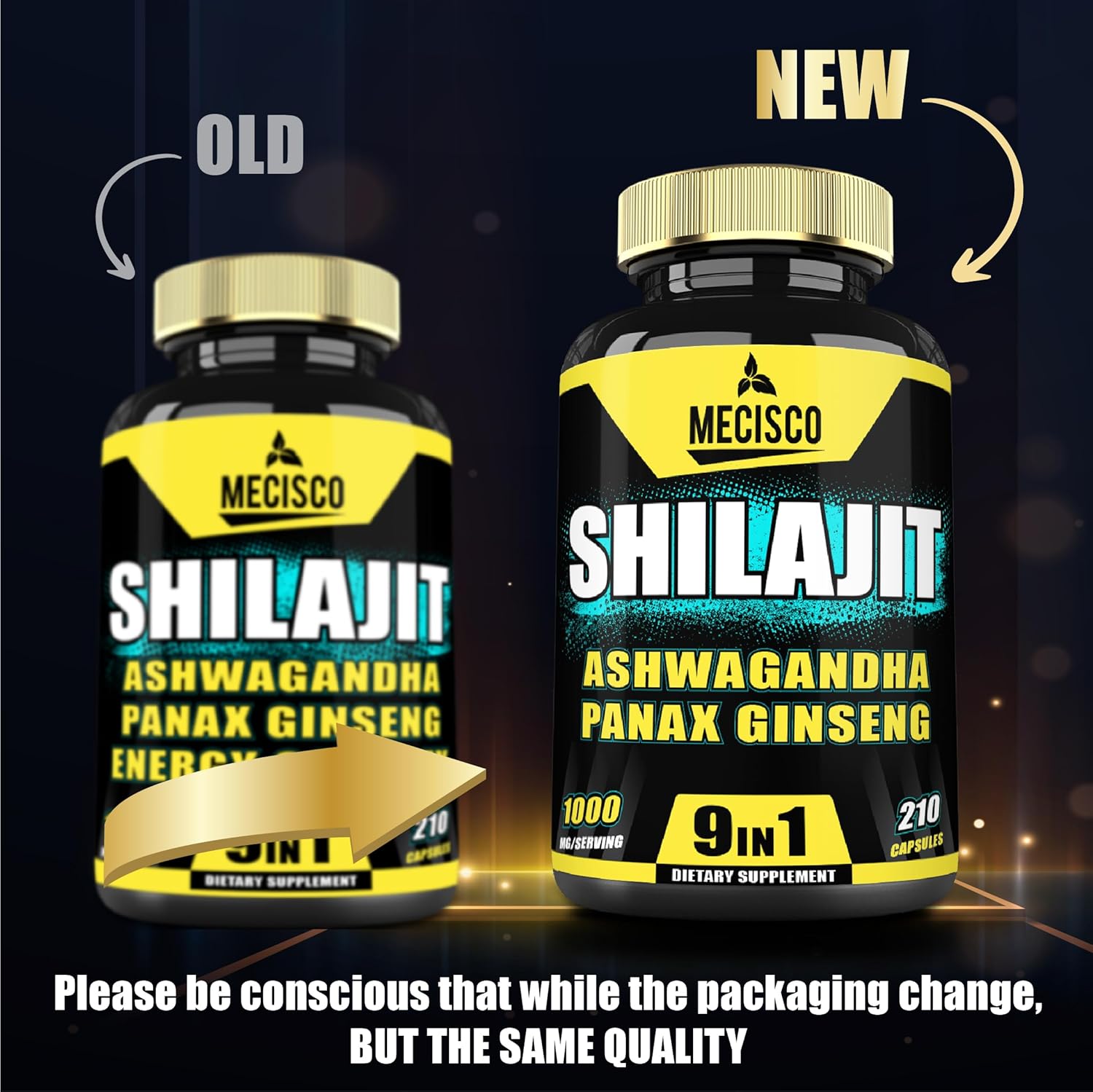 210 Capsules of Mecisco 9in1 Shilajit Pure Himalayan Organic Supplement with Ashwagandha, Panax Ginseng, L-Arginine, Chaga - Immunity, Energy, Stamina & Mood Boost