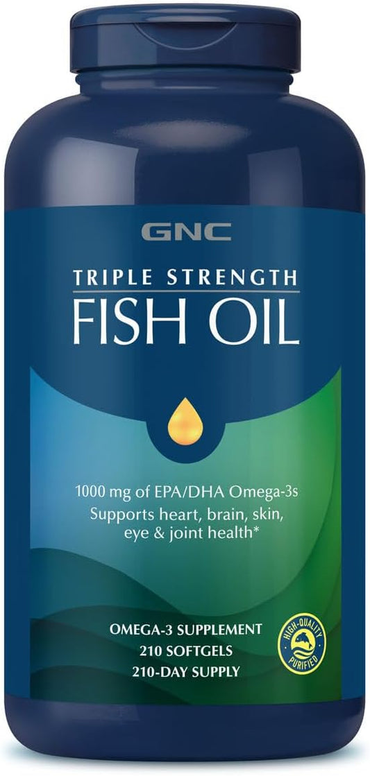 210 Servings of GNC Triple Strength Fish Oil 1000mg in 210 Softgels - BoostGo Australia