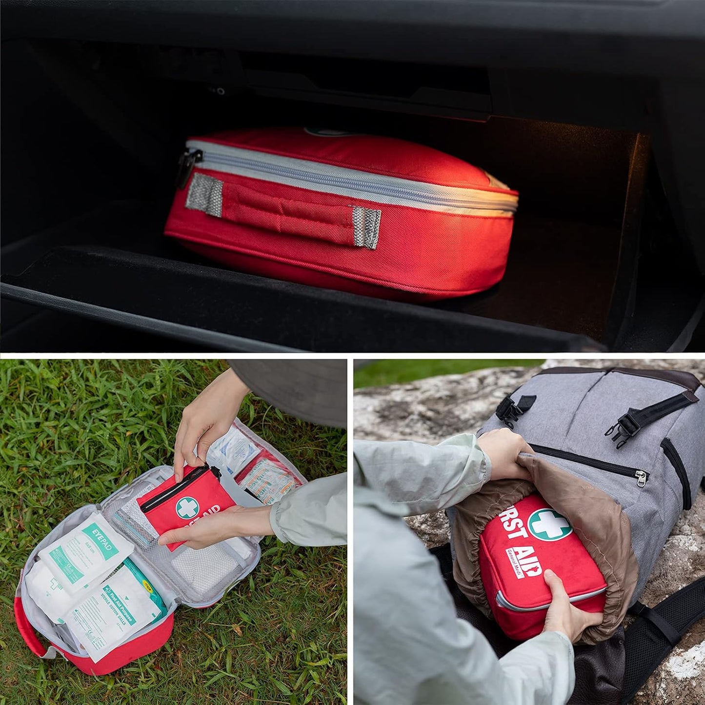 215 Piece General Medi 2-in-1 First Aid Kit with Bonus 43 Piece Mini Kit - Includes Ice Pack, Moleskin Pad, Emergency Blanket - Travel, Home, Office, Car, Workplace