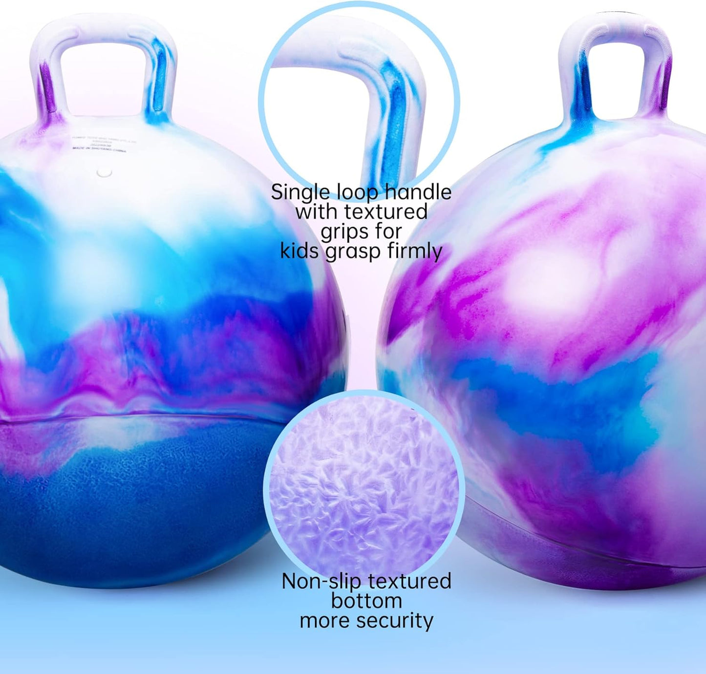 22" Clouds Bounce Hopper Ball with Handle for Kids 10+, Inflatable Toy with Pump - ZOOJOY Hop Ball