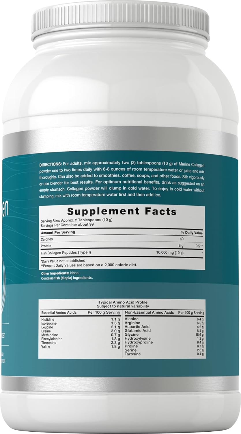 2.2 lbs Horbäach Marine Collagen Powder - Hydrolyzed Peptides for Keto, Paleo Diet - Unflavored Non-GMO Gluten Free