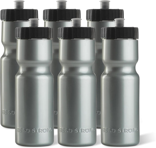 22 oz BPA-Free Sports Water Bottles - Reusable Plastic with Pull Top Cap - Made in USA - Dishwasher Safe - Fits Most Bike Cages