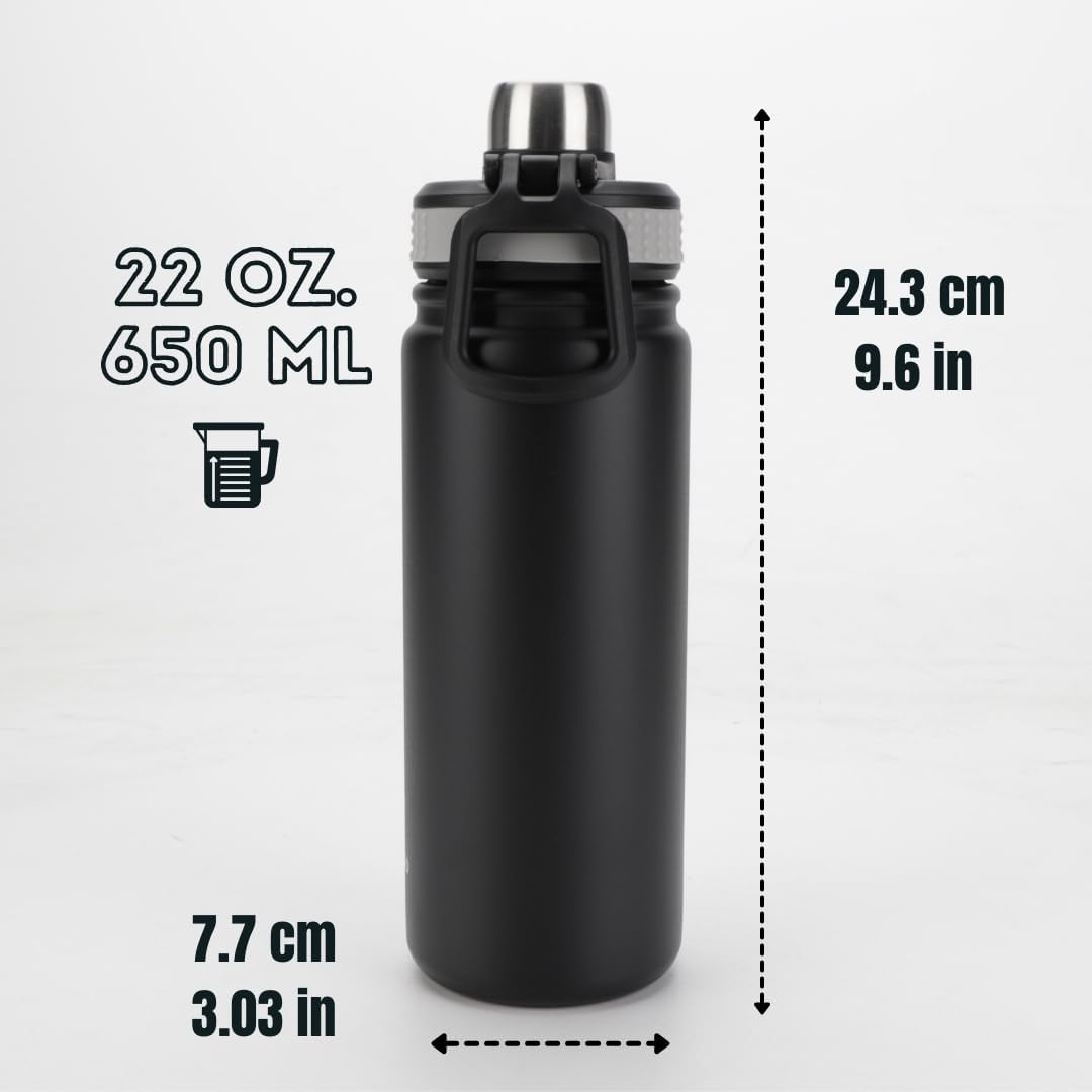 22 oz Stainless Steel Protein Shaker Bottle with Filter and Mixing Ball by Ozizo