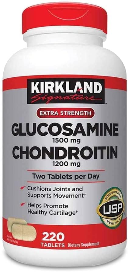 220 Count Kirkland Signature Glucosamine 1500mg/Chondroitin 1200mg Sulfate Extra Strength Tablets