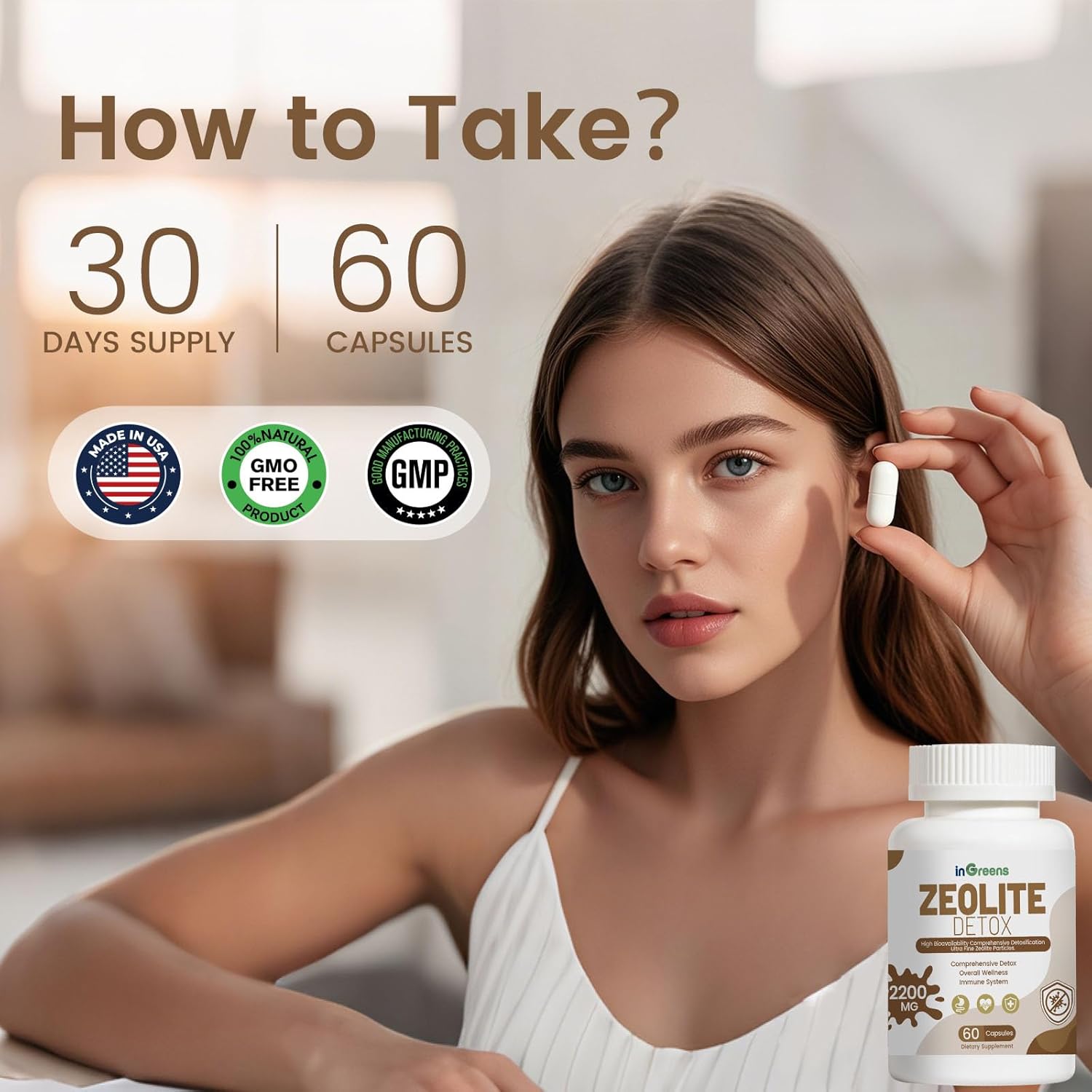 2200 MG Zeolite Detox Capsules with Activated Charcoal & Clay - Full Body Cleanse for Heavy Metal Detox - Supports Gut Health - Milk Thistle, Prebiotic - 60 Capsules