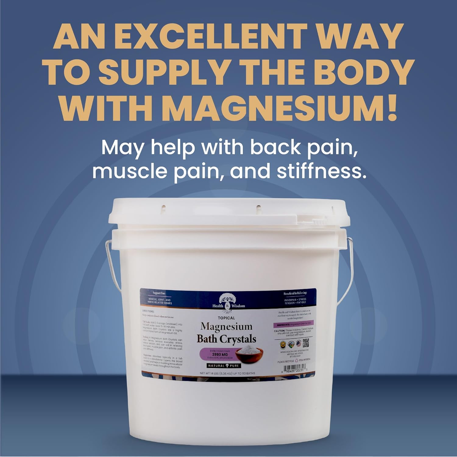 224oz Health and Wisdom Magnesium Bath Salt Flakes - Magnesium Chloride Soak for Relaxation and Wellness