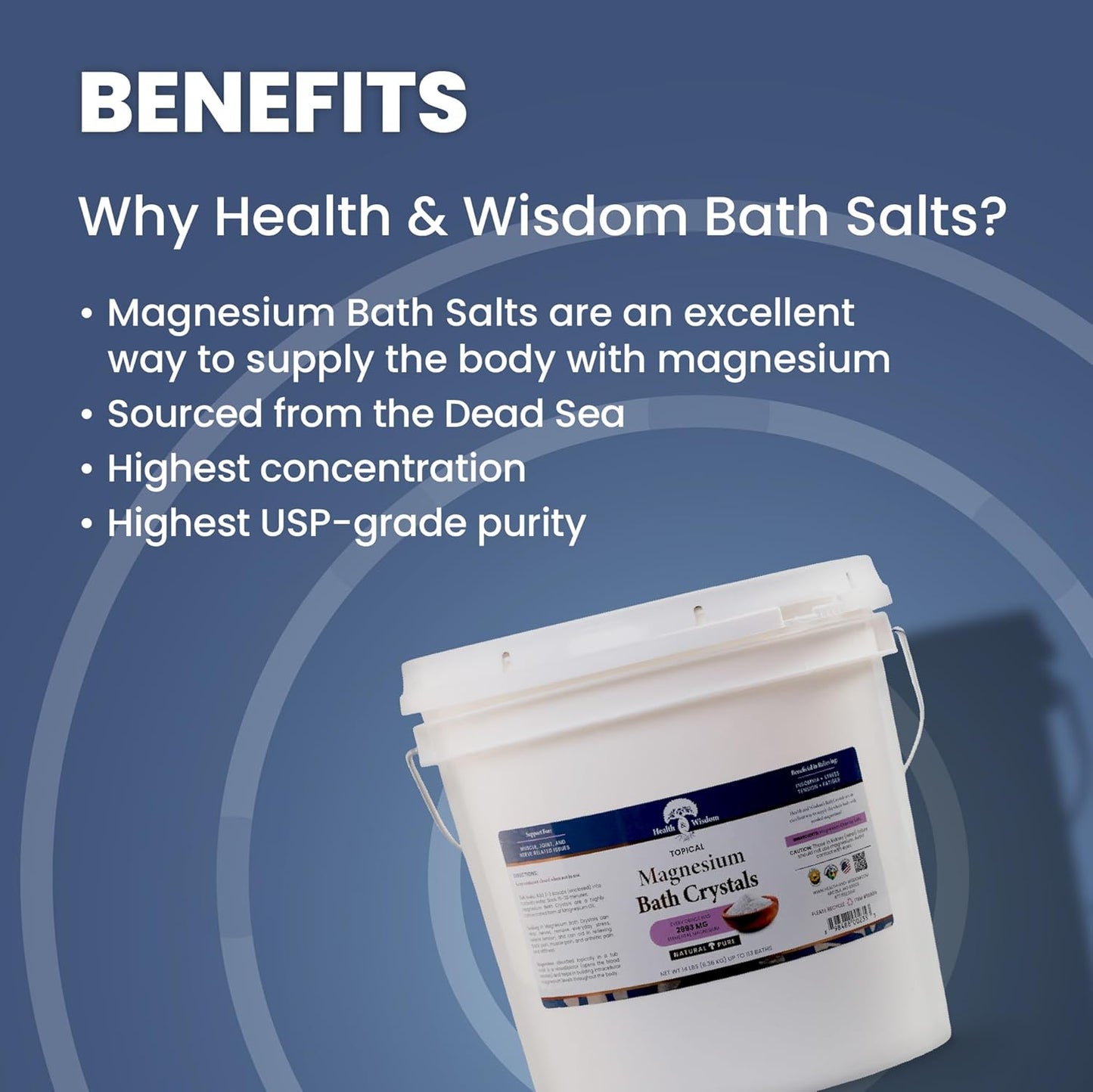224oz Health and Wisdom Magnesium Bath Salt Flakes - Magnesium Chloride Soak for Relaxation and Wellness