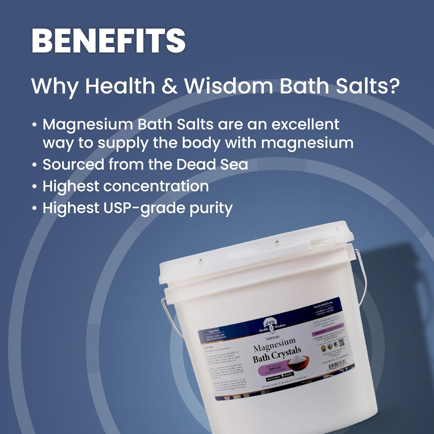 224oz Health and Wisdom Magnesium Bath Salt Flakes - Magnesium Chloride Soak for Relaxation and Wellness